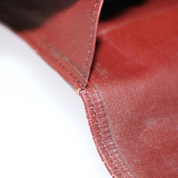 CARTIER Clutch Bag Leather Wine Red Auth 50447 - Picture 10 of 16